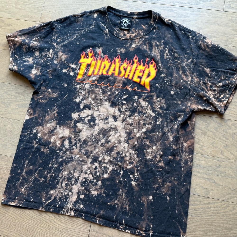 Thrasher Custom Bleached Fire tee - Picture 1 of 6